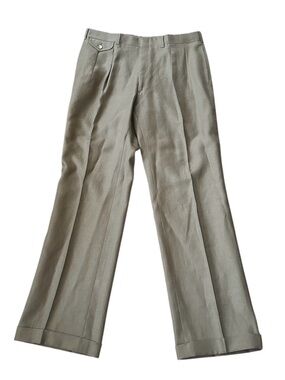 Vintage Polo Ralph Lauren Linen Blend Pleated Trousers 34W Pants Suspenders USA